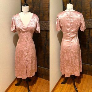 Pink Satin Jacquard Tea Dress